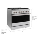 ZLINE 36 in. 5.2 cu. ft. Marino Gas Range with 6 Burner Cooktop and Convection Gas Oven in Stainless Steel (MGR36)