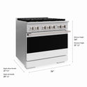ZLINE 36 in. 5.2 cu. ft. Marino Gas Range with 6 Burner DuoPro™ Cooktop and Convection Gas Oven with White Matte Door (PMGR-WM-36)
