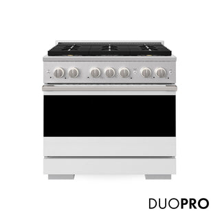 ZLINE 36 in. 5.2 cu. ft. Marino Gas Range with 6 Burner DuoPro™ Cooktop and Convection Gas Oven with White Matte Door (PMGR-WM-36)