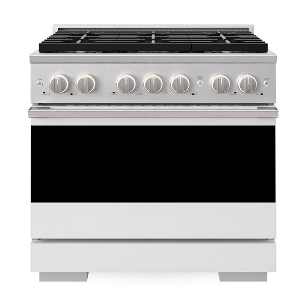 ZLINE 36 in. 5.2 cu. ft. Marino Gas Range with 6 Burner DuoPro™ Cooktop and Convection Gas Oven with White Matte Door (PMGR-WM-36)