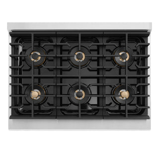 ZLINE 36 in. 5.2 cu. ft. Marino Gas Range with 6 Burner DuoPro™ Cooktop and Convection Gas Oven with White Matte Door (PMGR-WM-36)