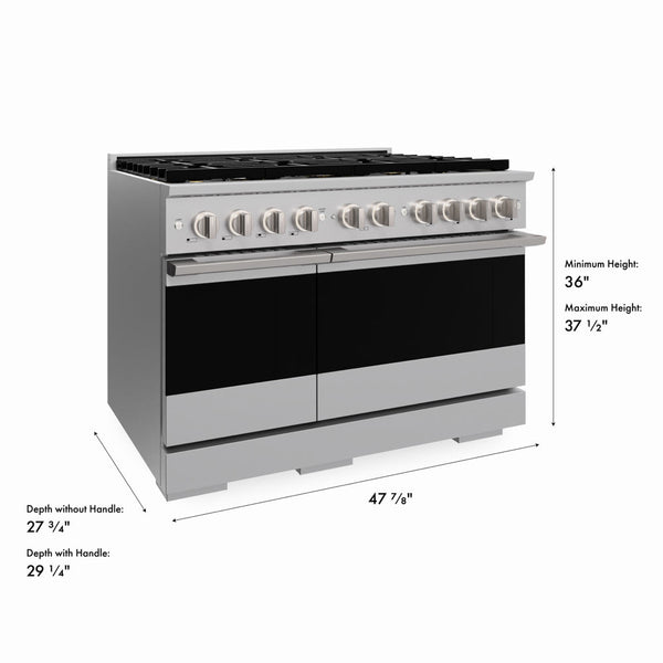 ZLINE 48 in. 6.7 cu. ft. Marino Gas Range with 8 Burner DuoPro™ Cooktop and Dual Ovens in Stainless Steel (PMGR48)
