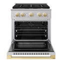 ZLINE Autograph Edition 30 in. 4.2 cu. ft. Marino Gas Range with 4 Burner DuoPro™ Cooktop and Convection Gas Oven in Stainless Steel with Polished Gold Accents (PMGRZ-30-G)
