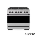 ZLINE Autograph Edition 36 in. 5.2 cu. ft. Marino Gas Range with 6 Burner DuoPro™ Cooktop and Convection Gas Oven in Stainless Steel and Matte Black Accents (PMGRZ-36-MB)