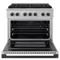 ZLINE Autograph Edition 36 in. 5.2 cu. ft. Marino Gas Range with 6 Burner DuoPro™ Cooktop and Convection Gas Oven in Stainless Steel and Matte Black Accents (PMGRZ-36-MB)