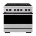 ZLINE Autograph Edition 36 in. 5.2 cu. ft. Marino Gas Range with 6 Burner DuoPro™ Cooktop and Convection Gas Oven in Stainless Steel and Matte Black Accents (PMGRZ-36-MB)