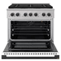 ZLINE Autograph Edition 36 in. 5.2 cu. ft. Marino Gas Range with 6 Burner DuoPro™ Cooktop and Convection Gas Oven with White Matte Door and Matte Black Accents (PMGRZ-WM-36-MB)