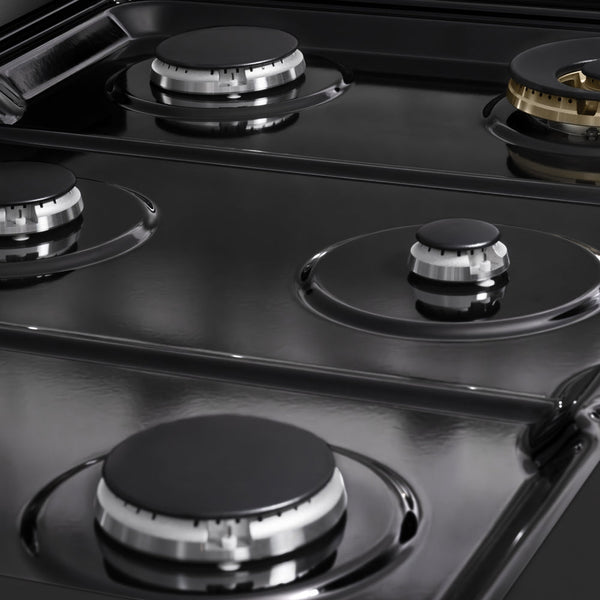 ZLINE 36 in. 5.2 cu. ft. Marino Dual Fuel Range with 6 Burner Gas Cooktop and Electric Convection Oven in Black Stainless Steel (MDRB-36)