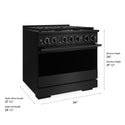 ZLINE 36 in. 5.2 cu. ft. Marino Dual Fuel Range with 6 Burner Gas Cooktop and Electric Convection Oven in Black Stainless Steel (MDRB-36)