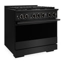 ZLINE 36 in. 5.2 cu. ft. Marino Dual Fuel Range with 6 Burner Gas Cooktop and Electric Convection Oven in Black Stainless Steel (MDRB-36)