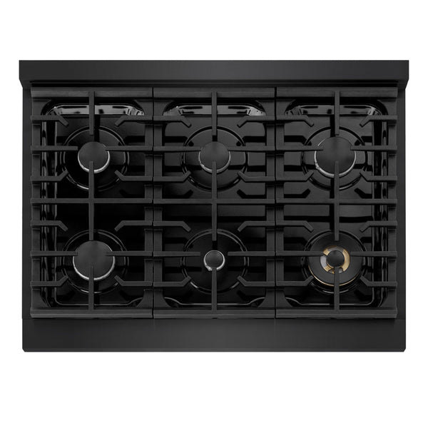 ZLINE 36 in. 5.2 cu. ft. Marino Dual Fuel Range with 6 Burner Gas Cooktop and Electric Convection Oven in Black Stainless Steel (MDRB-36)