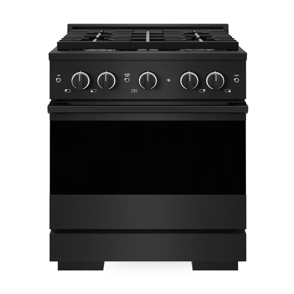 ZLINE 30 in. 4.2 cu. ft. Marino Dual Fuel Range with Gas Cooktop and Electric Convection Oven in Black Stainless Steel with 4 Brass Burners (MDRB-BR-30)