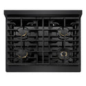 ZLINE 30 in. 4.2 cu. ft. Marino Dual Fuel Range with Gas Cooktop and Electric Convection Oven in Black Stainless Steel with 4 Brass Burners (MDRB-BR-30)