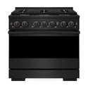 ZLINE 36 in. 5.2 cu. ft. Marino Dual Fuel Range with Gas Cooktop and Electric Convection Oven in Black Stainless Steel with 6 Brass Burners (MDRB-BR-36)