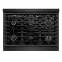 ZLINE 36 in. 5.2 cu. ft. Marino Dual Fuel Range with Gas Cooktop and Electric Convection Oven in Black Stainless Steel with 6 Brass Burners (MDRB-BR-36)