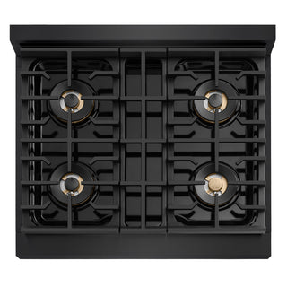 ZLINE 30 in. 4.2 cu. ft. Marino Dual Fuel Range with 4 Burner DuoPro™ Cooktop and Electric Convection Oven in Black Stainless Steel (PMDRB-30)