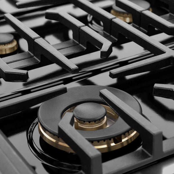 ZLINE 36 in. 5.2 cu. ft. Marino Gas Range with Convection Gas Oven in Black Stainless Steel with 6 Brass Burners (MGRB-BR-36)