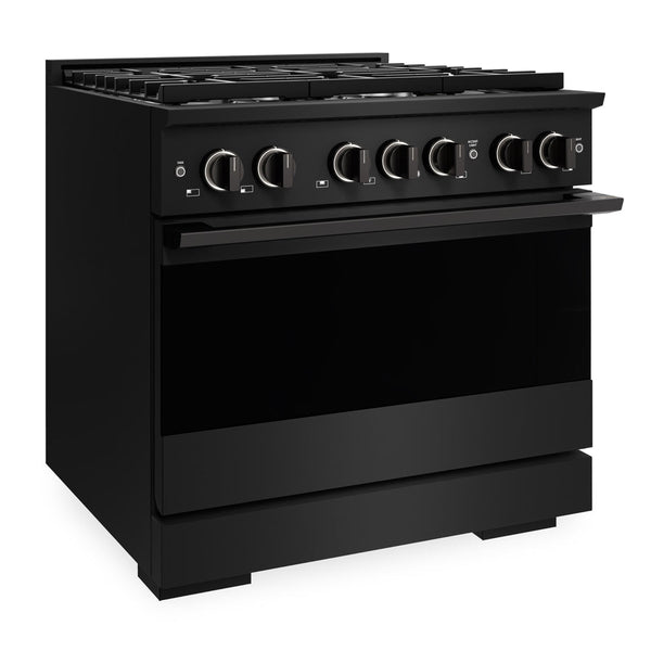 ZLINE 36 in. 5.2 cu. ft. Marino Gas Range with Convection Gas Oven in Black Stainless Steel with 6 Brass Burners (MGRB-BR-36)