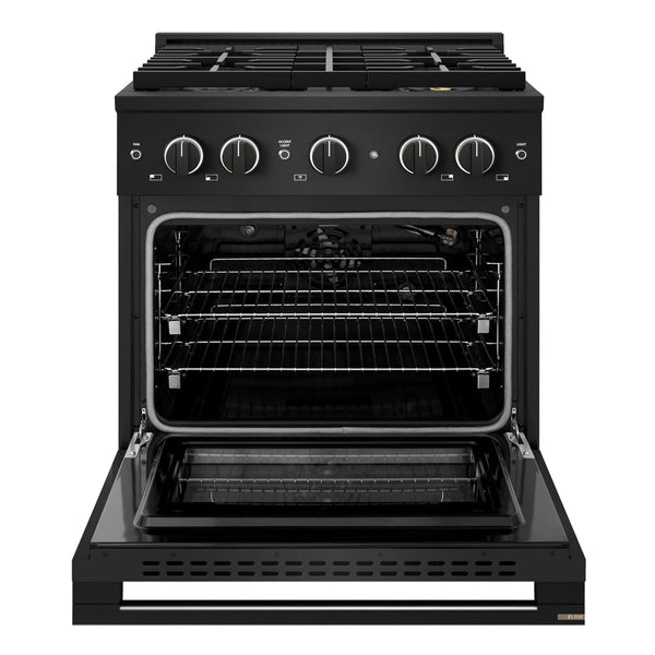 ZLINE 30 in. 4.2 cu. ft. Marino Gas Range with 4 Burner DuoPro™ Cooktop and Convection Gas Oven in Black Stainless Steel (PMGRB-30)