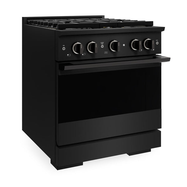 ZLINE 30 in. 4.2 cu. ft. Marino Gas Range with 4 Burner DuoPro™ Cooktop and Convection Gas Oven in Black Stainless Steel (PMGRB-30)
