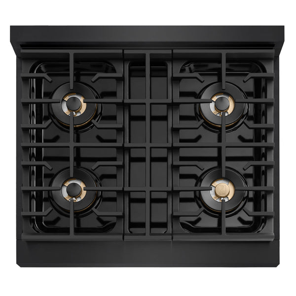 ZLINE 30 in. 4.2 cu. ft. Marino Gas Range with 4 Burner DuoPro™ Cooktop and Convection Gas Oven in Black Stainless Steel (PMGRB-30)