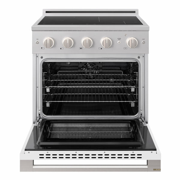 ZLINE 30 in. 4.2 cu. ft. Marino Induction Range with 4 Element Cooktop and Electric Convection Oven in Stainless Steel with White Matte Door (MINR-WM-30)