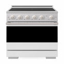 ZLINE 36 in. 5.2 cu. ft. Marino Induction Range with 5 Element Cooktop and Electric Convection Oven in Stainless Steel with White Matte Door (MINR-WM-36)