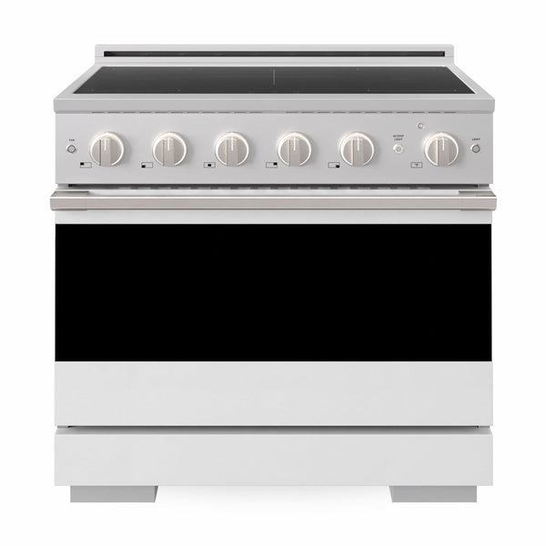ZLINE 36 in. 5.2 cu. ft. Marino Induction Range with 5 Element Cooktop and Electric Convection Oven in Stainless Steel with White Matte Door (MINR-WM-36)