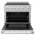 ZLINE 36 in. 5.2 cu. ft. Marino Induction Range with 5 Element Cooktop and Electric Convection Oven in Stainless Steel with White Matte Door (MINR-WM-36)