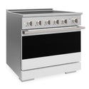 ZLINE 36 in. 5.2 cu. ft. Marino Induction Range with 5 Element Cooktop and Electric Convection Oven in Stainless Steel with White Matte Door (MINR-WM-36)