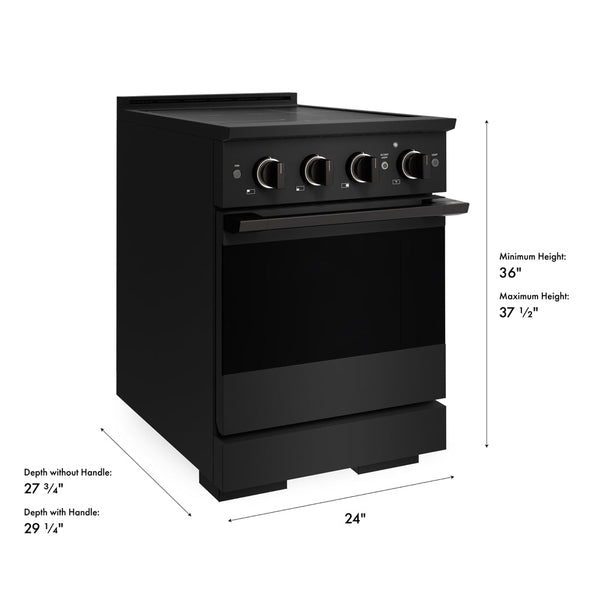 ZLINE 24 in. 3.2 cu. ft. Marino Induction Range with 3 Element Cooktop and Electric Convection Oven in Black Stainless Steel (MINRB-24)
