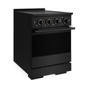 ZLINE 24 in. 3.2 cu. ft. Marino Induction Range with 3 Element Cooktop and Electric Convection Oven in Black Stainless Steel (MINRB-24)
