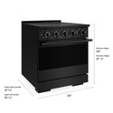 ZLINE 30 in. 4.2 cu. ft. Marino Induction Range with 4 Element Cooktop and Electric Convection Oven in Black Stainless Steel (MINRB-30)