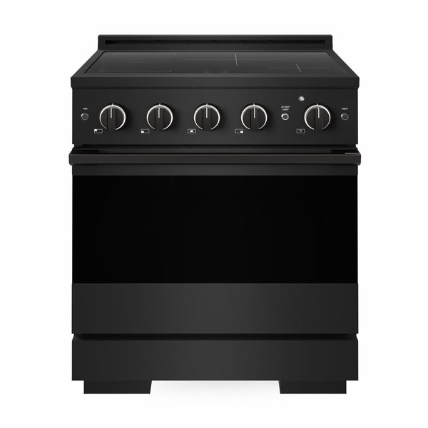 ZLINE 30 in. 4.2 cu. ft. Marino Induction Range with 4 Element Cooktop and Electric Convection Oven in Black Stainless Steel (MINRB-30)