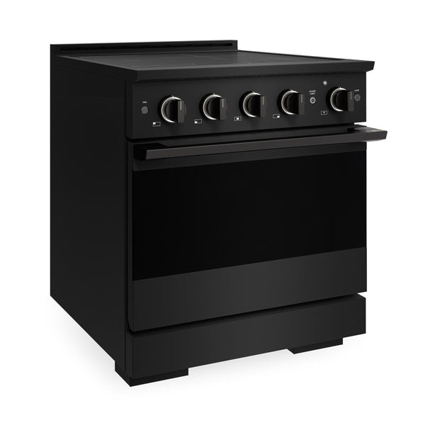 ZLINE 30 in. 4.2 cu. ft. Marino Induction Range with 4 Element Cooktop and Electric Convection Oven in Black Stainless Steel (MINRB-30)