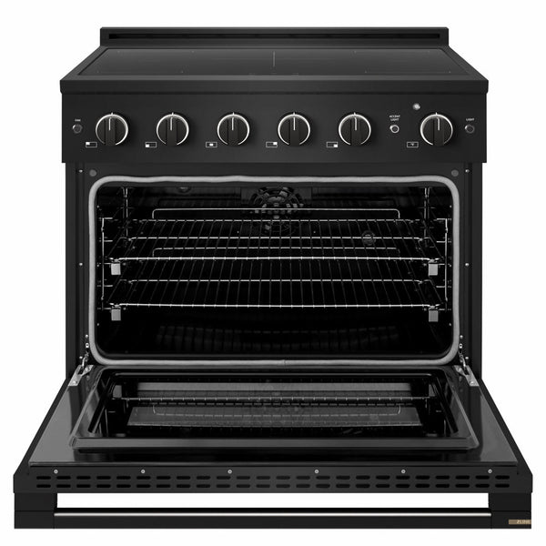 ZLINE 36 in. 5.2 cu. ft. Marino Induction Range with 5 Element Cooktop and Electric Convection Oven in Black Stainless Steel (MINRB-36)