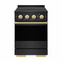ZLINE Autograph Edition 24 in. 3.2 cu. ft. Marino Induction Range with 3 Element Cooktop and Electric Convection Oven in Black Stainless Steel with Polished Gold Accents (MINRBZ-24-G)