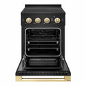 ZLINE Autograph Edition 24 in. 3.2 cu. ft. Marino Induction Range with 3 Element Cooktop and Electric Convection Oven in Black Stainless Steel with Polished Gold Accents (MINRBZ-24-G)