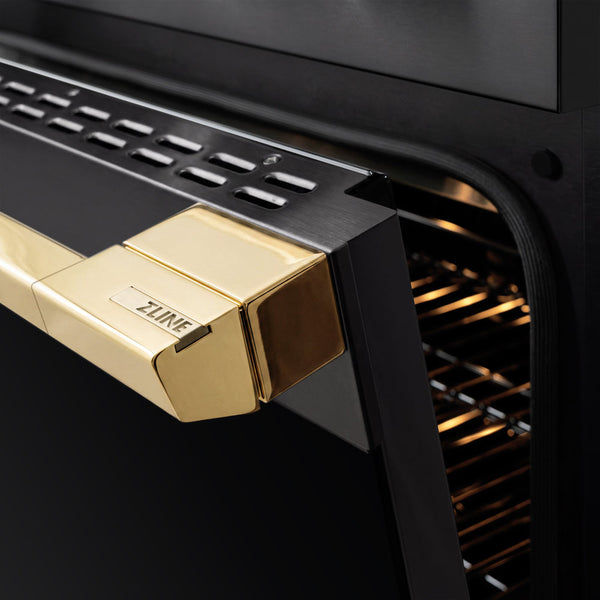 ZLINE Autograph Edition 30 in. 4.2 cu. ft. Marino Induction Range with 4 Element Cooktop and Electric Convection Oven in Black Stainless Steel with Polished Gold Accents (MINRBZ-30-G)