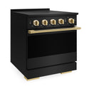 ZLINE Autograph Edition 30 in. 4.2 cu. ft. Marino Induction Range with 4 Element Cooktop and Electric Convection Oven in Black Stainless Steel with Polished Gold Accents (MINRBZ-30-G)