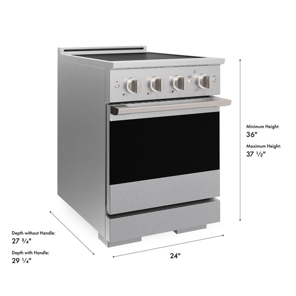 ZLINE 24 in. 3.2 cu. ft. Marino Induction Range with 3 Element Cooktop and Electric Convection Oven in Satin Stainless Steel (MINRS-24)