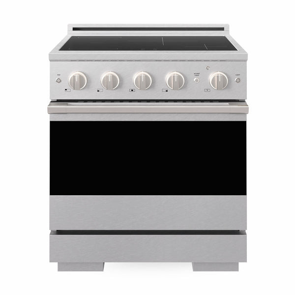 ZLINE 30 in. 4.2 cu. ft. Marino Induction Range with 4 Element Cooktop and Electric Convection Oven in Satin Stainless Steel (MINRS-30)