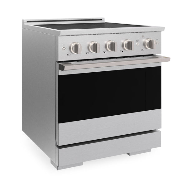 ZLINE 30 in. 4.2 cu. ft. Marino Induction Range with 4 Element Cooktop and Electric Convection Oven in Satin Stainless Steel (MINRS-30)