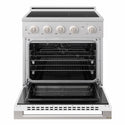 ZLINE 30 in. 4.2 cu. ft. Marino Induction Range with 4 Element Cooktop and Electric Convection Oven in Satin Stainless Steel with White Matte Door (MINRS-WM-30)