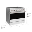 ZLINE 36 in. 5.2 cu. ft. Marino Induction Range with 5 Element Cooktop and Electric Convection Oven in Satin Stainless Steel with White Matte Door (MINRS-WM-36)