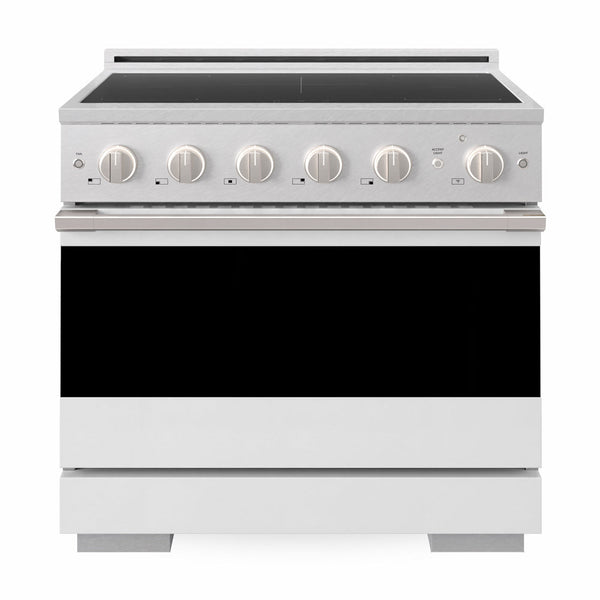 ZLINE 36 in. 5.2 cu. ft. Marino Induction Range with 5 Element Cooktop and Electric Convection Oven in Satin Stainless Steel with White Matte Door (MINRS-WM-36)