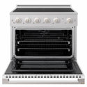 ZLINE 36 in. 5.2 cu. ft. Marino Induction Range with 5 Element Cooktop and Electric Convection Oven in Satin Stainless Steel with White Matte Door (MINRS-WM-36)