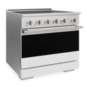 ZLINE 36 in. 5.2 cu. ft. Marino Induction Range with 5 Element Cooktop and Electric Convection Oven in Satin Stainless Steel with White Matte Door (MINRS-WM-36)