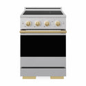 ZLINE Autograph Edition 24 in. 3.2 cu. ft. Marino Induction Range with 3 Element Cooktop and Electric Convection Oven in Satin Stainless Steel with Polished Gold Accents (MINRSZ-24-G)
