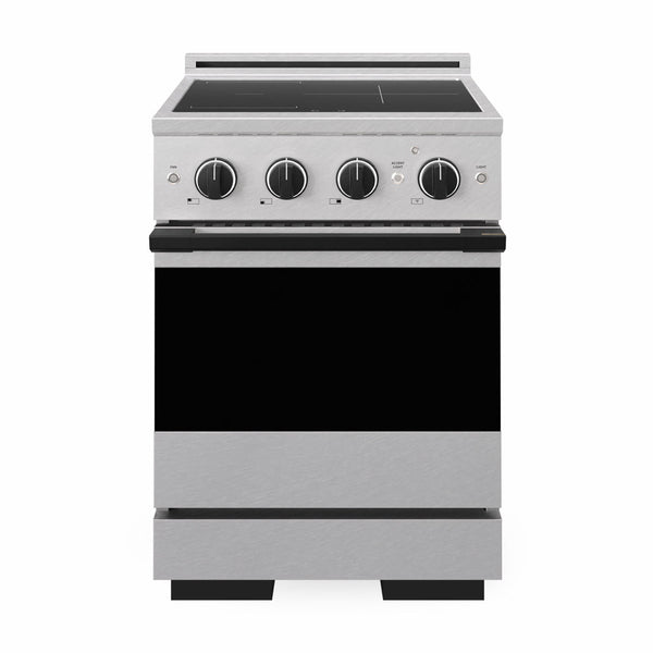 ZLINE Autograph Edition 24 in. 3.2 cu. ft. Marino Induction Range with 3 Element Cooktop and Electric Convection Oven in Satin Stainless Steel with Matte Black Accents (MINRSZ-24-MB)